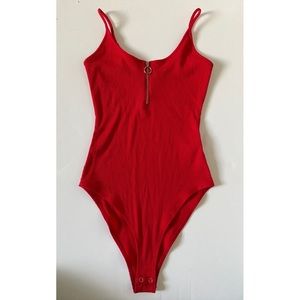 Red Zipper Bodysuit